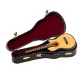 Miniatura gitary z pozytywką, 22 cm, drewno, struny metalowe, futerał