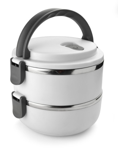 Pojemnik obiadowy, 2 części, śr. 148 x 148 mm, tworzywo, metal, łączna pojemność 1400 ml