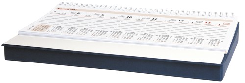 Kalendarz biurkowy, tygodniowy, leżący, z piórnikiem, 297 x 180 mm, otwierane, wytrzymałe wieczko, indywidualna okładka, cena dla 100 szt. (min. 50 szt.)