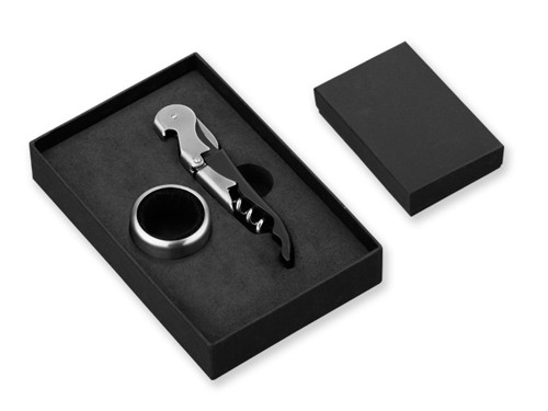 Zestaw do wina, otwieracz i pierścień, 105 x 30 x 160 mm, pudełko 
