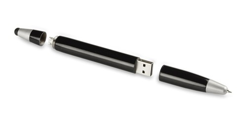 Długopis z powerbankiem 700 mAh, śr.14 x 159 mm, czarny wkład, wejście USB, wyjście micro USB