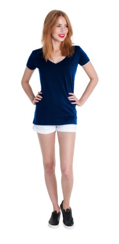 Koszulka damska V-neck, bawełna półczesana 160g