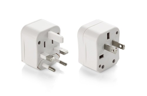 Adapter podróżny, 62 x 61 x 47 mm, standardy europejski, amerykański, brytyjski i australijski