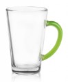 Kubek szklany, 300 ml, różne kolory ucha
