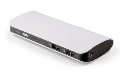 Powerbank 10000 mAh, 139 x 63 x 26 mm, kabel micro USB, wejście 5V -  1,5A, wyjście 5v -  1, 2A