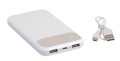Powerbank, plastik, silikon, 145 x 73 x 15 mm, 10000 mAh, 2 złącza USB, wejście 5V/1A, wyjście 5V/1a, 5V/2,1A, kabel USB, micro-USB
