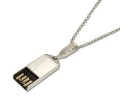 Pendrive biżuteryjny, 32 x 12 x 4 mm, pamięć i łańcuszek posrebrzany, USB 2.0, cena dla wersji 8GB

