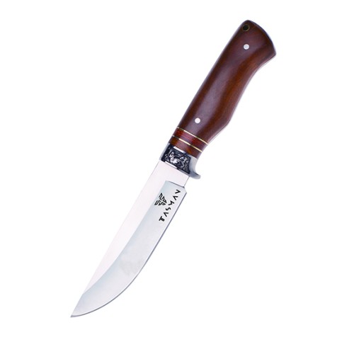 Nóż myśliwski, ostrze 180 mm, twardość 53 - 55 HRC, drewno, etui z naturalnej skóry