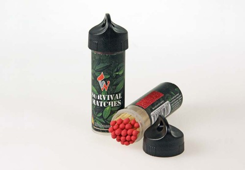 Zapałki survivalowe, śr. 19 x 58 mm, 20 szt., zapalane o dowolna powierzchnię, nadruk klienta, min. 1000 szt., cena na zapytanie, szczelny pojemnik
