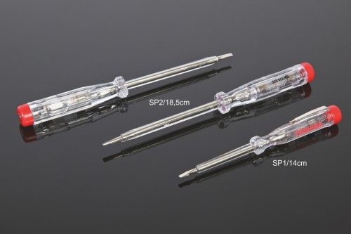 Próbnik napięcia 220 - 250V, śr. 7 x 140 mm, produkt niemiecki, certyfikat GS, cena dla min. 100 szt. Opcja większa - 180 mm, cena 8,20
