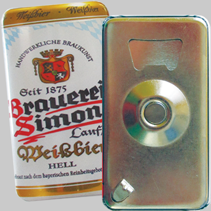 Otwieracz do butelek i puszek, 90 x 50 mm, dowolny nadruk